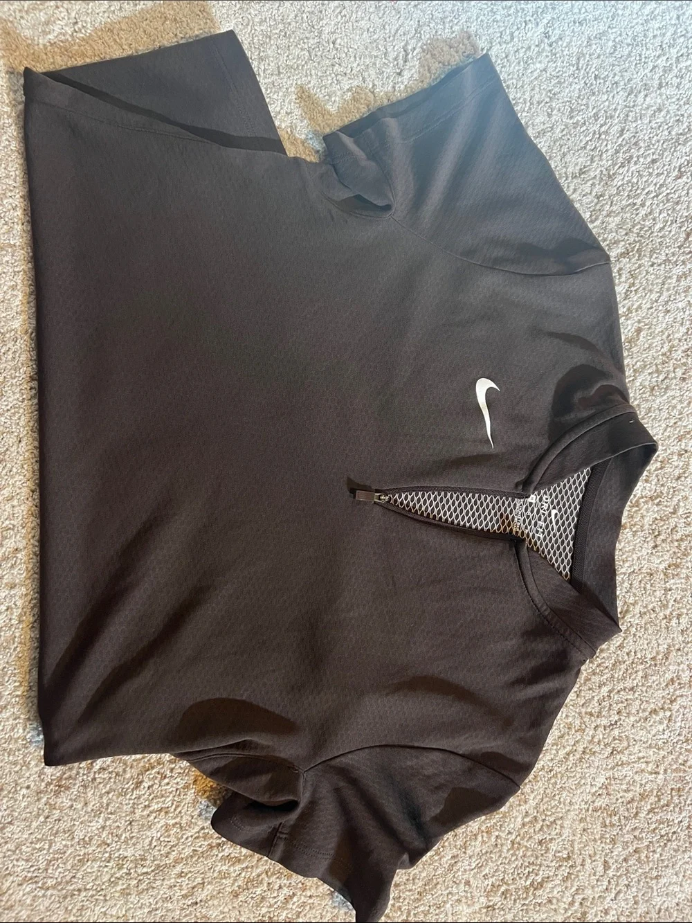 Nike Black Short-Sleeve Athletic Polo with White Swoosh